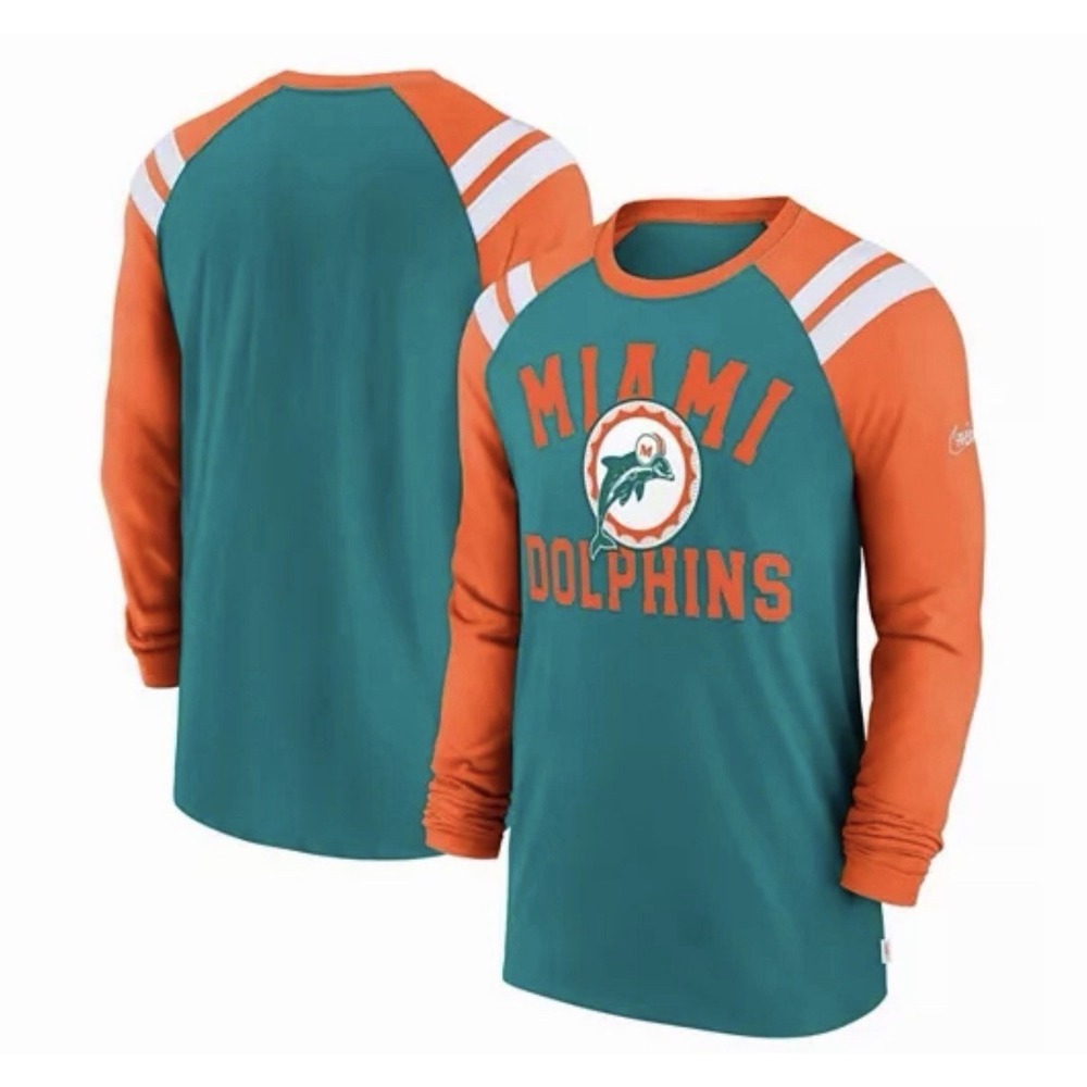 Miami Dolphins Nike Classic Arc‎ Raglan Tri-Blend Long Sleeve T-Shirt Small New